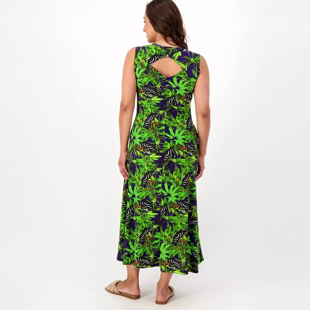 Attitudes By Renee Blue Butterfly Tropical Dress, NWT - Picture 2 of 2
